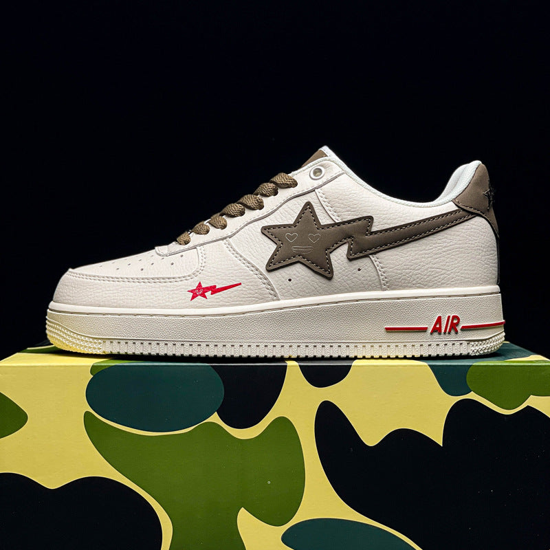 Air Force One Pure White Sneakers in Bone and Ice Blue