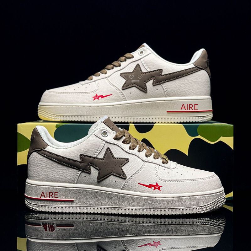 Air Force One Pure White Sneakers in Bone and Ice Blue